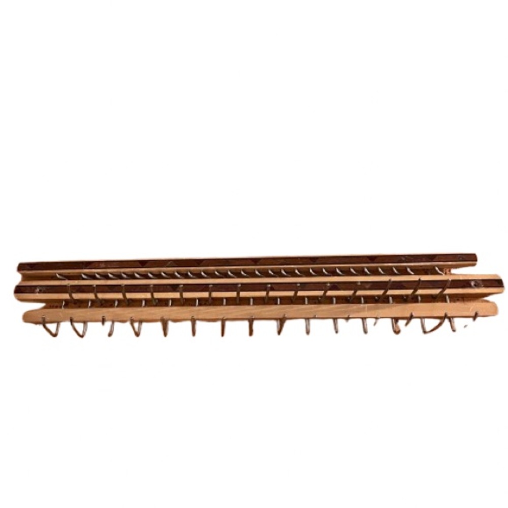 Vintage Tie or Belt Rack With Inlaid Wood Design